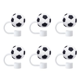 6 Pieces Football Straw Caps, Straw Dust Cover, PVC Cartoon Straw Cover, Straw Protective Cover, Reusable Straw Cover
