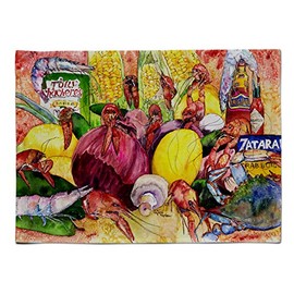 Caroline's Treasures 8698PLMT Crawfish with Spices and Corn Fabric Placemat Washable Placemat Dinner Table Decor No Ironing Linen Look