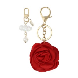 PATIKIL Flower Keychains, Enameled Keychain Cute Rose Flower Pendant Keyring Purse Bag Accessories Car Ring Pendant for Handbag Keys, Red