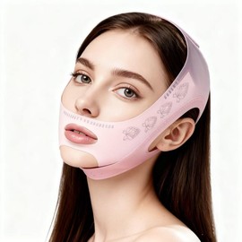 Amouy Cinta de lifting facial V-Line: mascarilla reutilizable para rostro y mentón, ideal para hombres y mujeres. Ajuste suave y elástico, deshincha y reafirma la piel, doble banda para la barbilla y