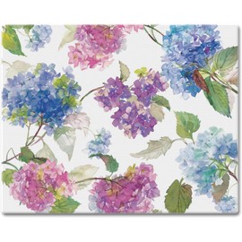 FIRST DAWN Glass Cutting Board/Counter Saver 12""x15"", Multi Hydrangea, Large