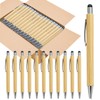 lyforx 200pcs Bamboo Pens Bulk with Touch Stylus Tip Wooden