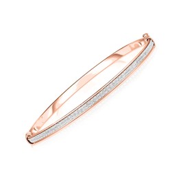 Savlano 925 Sterling Silver Sandblasting Glitter Bangle Bracelet - 14K Gold Plated Sparkle 7.5 inches Bracelet for Women Comes With Gift Box- Made in Italy (R)