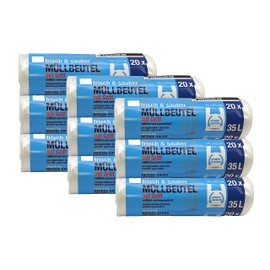 Premium Edition Bin Liners - Particularly Tear-Resistant and Waterproof - With Practical Carry Handle for Easy Disposal and Clean Waste Separation (35 Litres - 9 Rolls)