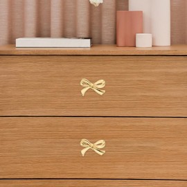 DOITOOL Brass Bow Shape Cabinets Knobs Gold Drawer Pulls Decorative Bow Knobs Cupboard Pull Handles for Home Kitchen Cabinet Hardware Cupboard Dresser Wardrobe and Drawer Pulls - 4 Pack