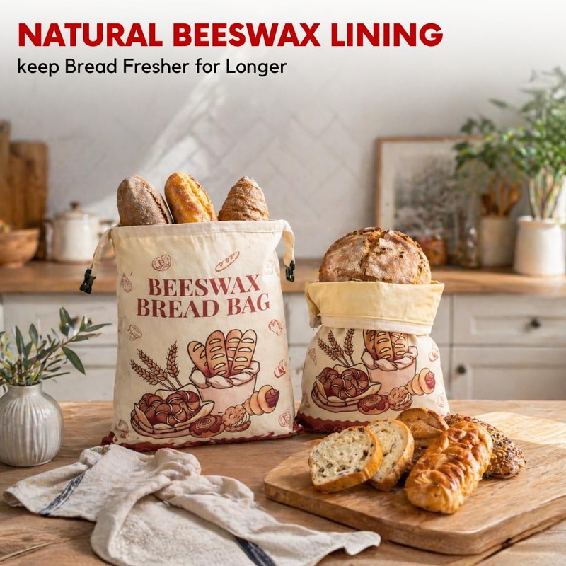 Bread Bags for Homemade Bread - 2 Pack XL Reusable