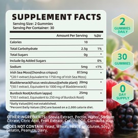 YXSW Sea Moss Glow Gummies with Bladderwrack and Burdock Root- Vegan Irish Sea Moss Supplement for Energy & Immune Support, SeaMoss Gummies for Women and Men, Sugar Free, Non-GMO, 120 Count