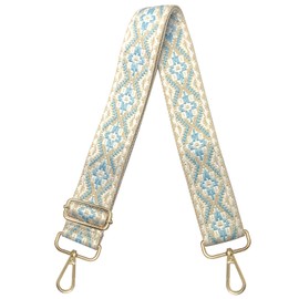 Frepea Bag Straps for Changing Shoulder Strap 5 cm Wide for Bags Adjustable Shoulder Strap Bag Strap Wide for Shoulder Bags / Shoulder Bags / Canvas Bag (Flower/White/Light Blue)