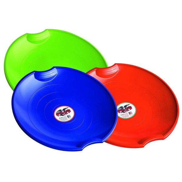 Flexible Flyer 3-Pack Snow Saucer Sleds. Round SNO Slider Discs, Blue, Orange, Green
