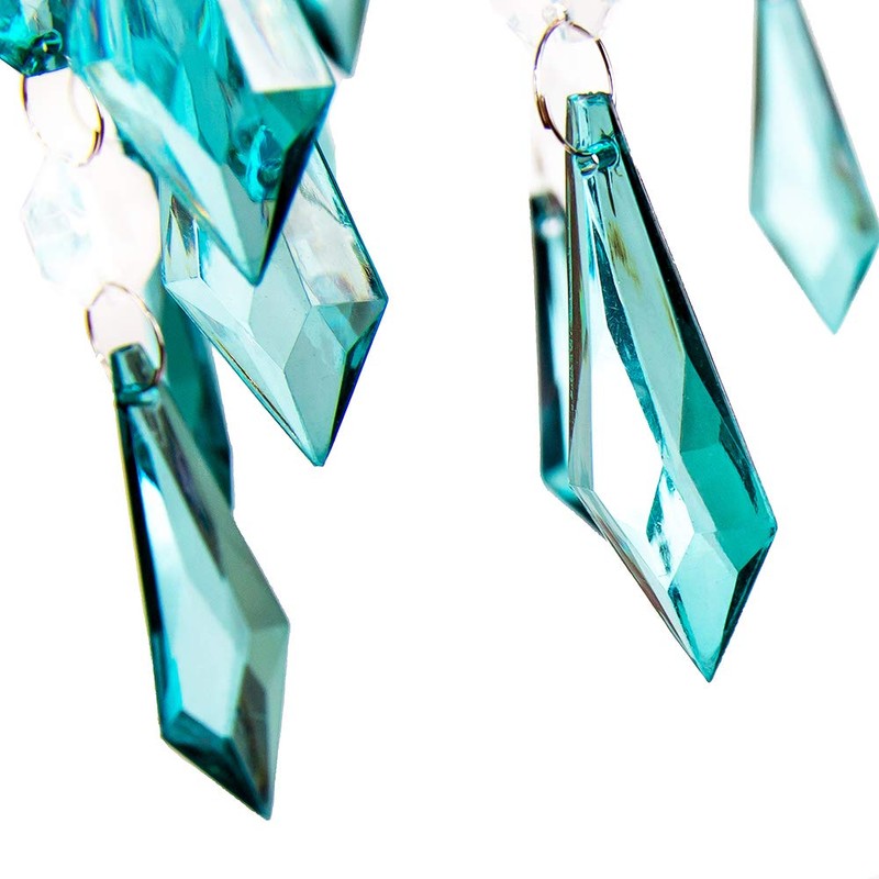 Modern Waterfall Design Easy Fit Pendant Shade with Clear/Teal Acrylic
