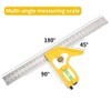 300mm Metric Combination Square Ruler, Adjustable Stainless Steel Combo Square