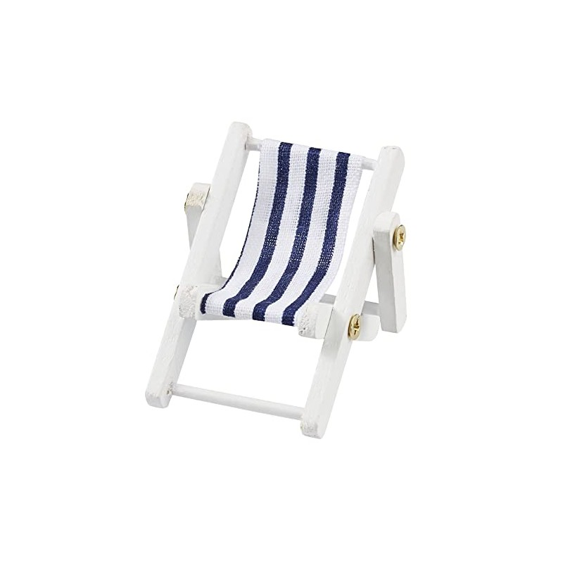 Hobbyfun Mini Lounger Chair 5 x 3.5 cm Blue/White Wooden