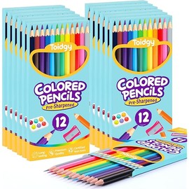 144 Count Colored Pencils for Kids, 12 Packs Colored Pencils Bulk 12 Colors, Pre-sharpened Color Pencils for Adults, Bulk School Supplies for Teachers, Back to School Supplies, Classroom Prizes