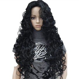 Aimole Long Wavy Synthetic Wigs Black Women Full Wig(1-Black)