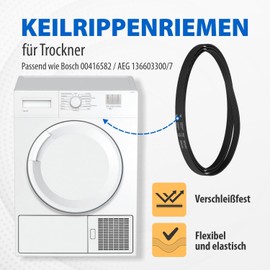 V-Ribbed Belt Replacement for Bosch 00416582 416582 AEG 136603300/7 V-Belt 1970PH7 Belt Drive Belt for Washing Machine Washer Dryer