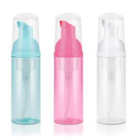 Foam Pump Bottle 3Pcs Travel Lash Shampoo Bottle, Empty Portable Refillable Mousse Foam Soap Dispenser for Hand Soap, Lash Cleanser, Shampoo, Face Wash, Cosmetics (Mix, 2oz/60ml)