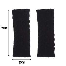 CINECE Arm Warmer, Knit Gloves, Cold Protection, Set of 2, Fingerless, Wrist and Finger Hole, Winter, Cold Protection, Computer and Smartphone Operation, Women's, Unisex, Fashionable, Black