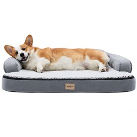 Jiupety Orthopedic Dog Bed for Large Dogs, Waterproof Dog Sofa Beds Large, Egg Crate Foam Pet Couch Bed with Removable Washable Cover, Waterproof Lining and Anti-Slip Bottom, Grey, 35"x25"x7".