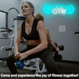 Gym Neon Sign, Dumbbell LED Neon Signs for Gym Decoration, Gym Dumbbell Shaped Neon Light Signs, Barbell Sports Neon LED Lights for Home Bedroom Man Cave Playroom College Fitness Club Gym Wall Art