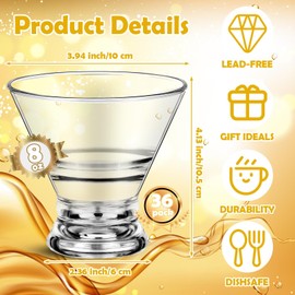 Funnymoom 36 Pcs Martini Glasses Bulk 8oz Plastic Stemless Reusable Cocktail Glasses Clear Shot Glass Supplies for Home Bar Restaurant Wedding Birthday Housewarming Espresso Martini Party