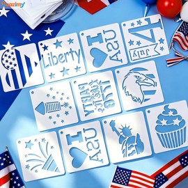 66 Pack Patriotic Stencils, 250 4th of July Stencils for Painting, Crafts DIY Canvas, Cookie, Face Decor – 3 Inch Reusable USA Independence Day Stencil