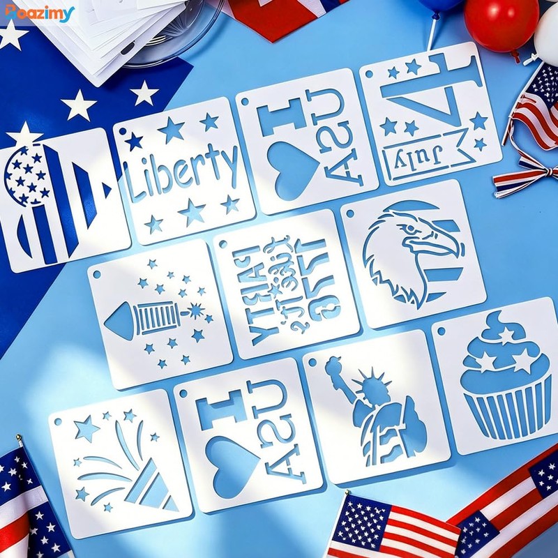 66 Pack Patriotic Stencils, 250 4th of July Stencils for