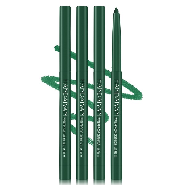 Jutqut 4PCS Green Eyeliner Pencil, Eye Liner Pen, Waterproof Eyeliner