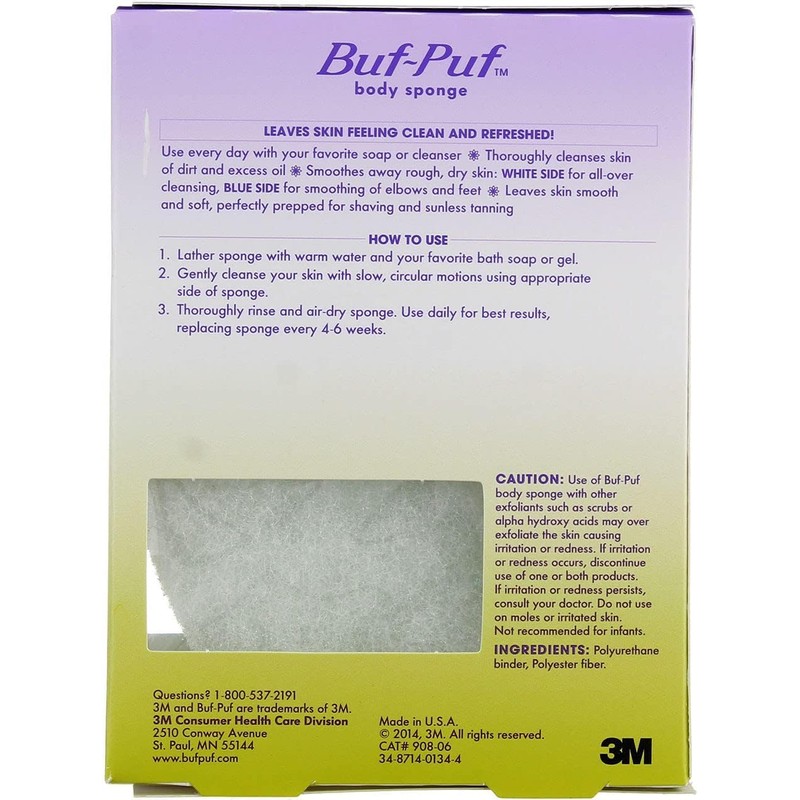Buf, Puf Double, Sided Body Sponge (Quantity of 5)