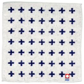 Nishio IBT-303-10 Imabari Towel Certified Hand Towel, Made in Japan, 100% Cotton, 7.9 inches (20 cm), Double-Sided Pile, Water Absorbent, Cross Pattern, Imabari Mini Towel Handkerchief, White