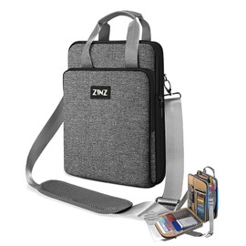 ZINZ 12.3-13 Inch Travel Laptop Shoulder Bag with Expandable Compartment and Valuables Compartment -Gray-Black edge