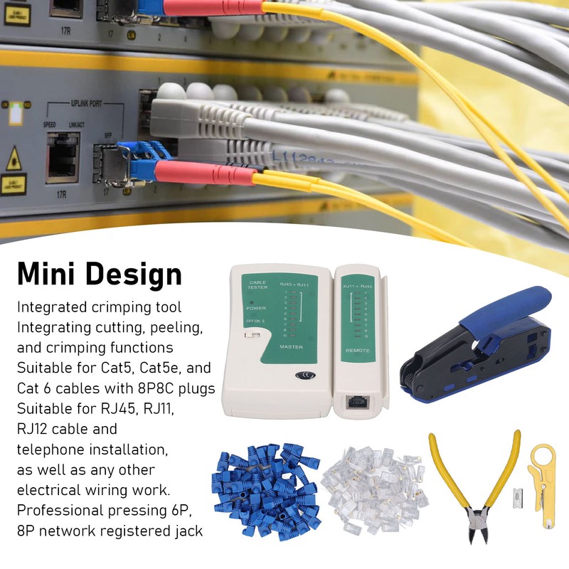 RJ45 Crimping Tool Kit Stripping Pliers 8P8C Crystal Head Network