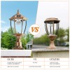 Retro Solar Pillar Light 120LM Dual Color 3000K/6000K Aluminum Glass
