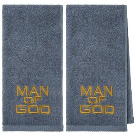 Buryeah 2 Pcs Pastor Towels for Men Pastor Hand Towel Clergy Hand Towels Man of God Towel Embroidered Hand Towels for Pastor Father's Gift(Man of God,Blue)