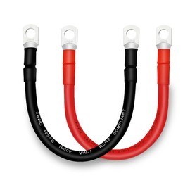 QIATOL Battery Cable, 2 AWG Battery Cables with Terminals, 2PCS Copper Battery Cables(1FT).