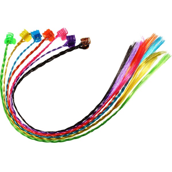 Bememo 21 Pieces Colored Braids Hair Extensions with Clip Snaps Rainbow Braided Kids Hair Extensions Hair Accessories for Children Performance Kids Girls Halloween Cosplay Party Dress up()