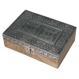 HAB & GUT -BOX051- Wooden Jewellery Box Ornament Decorated 17 x 12 x 5.5 cm Rustic Old