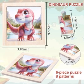 Hshenjhu Children's Puzzle, Wooden Puzzle for Children Set, Wooden Puzzle with 6 Pieces Each, Wooden Animal Puzzle Educational Toy, Perfect Toy for Children, for Boys and Girls from 2 Years +