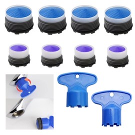 TNJPSEK 8 Pcs Premium Faucet Cache Aerator Replacement Kit with 2 Removal Tools, M16.5mm & 18.5mm Water Saving Flow Restrictor Compatibility System, Universal Aerator Set for Kitchen & Bathroom Sinks