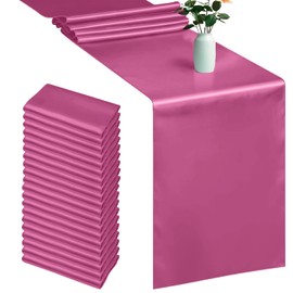 Trimming Shop Camino de mesa de satén para decoración de mesa, bodas, fiestas de cumpleaños, banquetes, decoración del hogar, restaurantes, fajas de silla, Swags, 28 x 274 cm, fucsia, 20 unidades