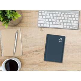 2026 A5 Diary Week To View - Compact Navy Blue Faux Leather Planner - Lightweight Portable Organiser - Handbag School Travel Diary
