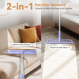 Pawlico Carpet Rake 2 in1 Pet Hair Removal, 59” Adjustable Long Handle Carpet Scraper for Cat Dog Hair Deep Cleaner, Reusable Cleaner Tool for Rugs, Mats, Couch, Sofas, Floor, Car Seats