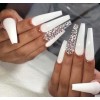 Unbranded White Long Coffin Press On Nails 10 Pcs Nail