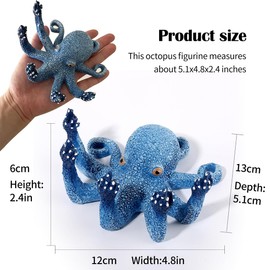 Voyyphixa Octopus Aquarium Decorations Glow Fish Tank Decorations Aquarium Accessories for All Kinds of Fish and Aquatic Pets Resin Decorative Octopus Sculpture Garden Decor Ornaments (Blue Octopus)