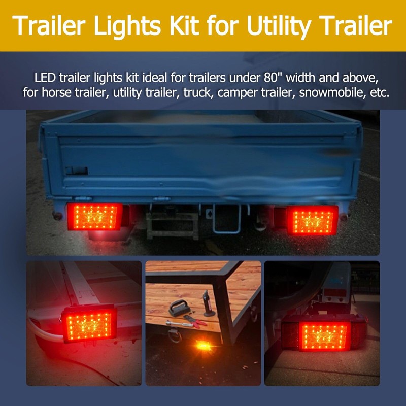 Serlainxin 6inch Boat Trailer Lights Kit, Submersible Trailer Light LED