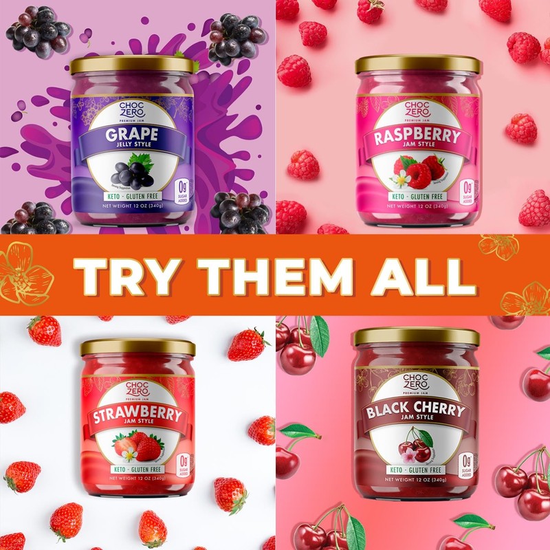 ChocZero Keto Blueberry Fruit Spread, No Added Sugar, Low Carb,