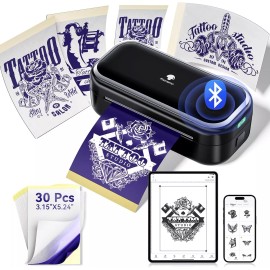 Phomemo TP31 Tattoo Stencil Printer Mini Tattoo Printer Bluetooth Tattoo Machine - Black Printer+30pcs Transfer Paper