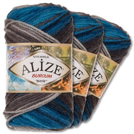 Alize 3 x 100 g Burcum Batik Premium Wool 100% Acrylic 29 Colours Gradient Accents (4200)
