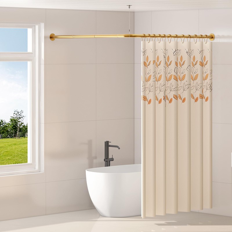 Yampos L Shaped Corner Shower Curtain Rod, 39" - 69"