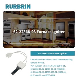 RURBRIN 62-22868-93 Hot Surface Furnace Ignitor for Rheem Ruud Weatherking Furnace, Hot Surface Ignitor Replaces 025-32625-000 Norton-271N 62-22868-82 62-22868-93 62-22441-01 62-22868-02