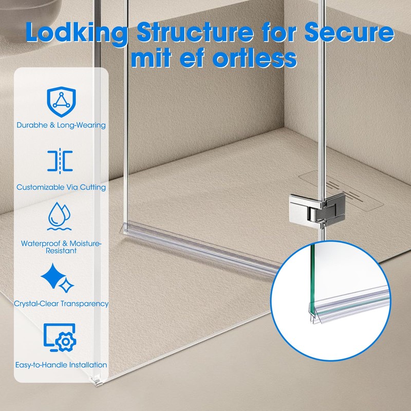 39 inch Shower Door Bottom Seal, 6 Pack Frameless Glass